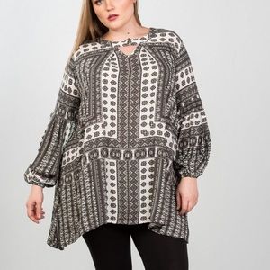 Boho swing mix print tunic top